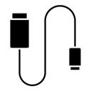 USB cable black filled icon