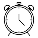 Alarm clock black outline icon