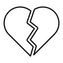 Broken heart black outline icon