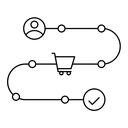 Customer journey black outline icon
