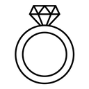 Diamond ring black outline icon