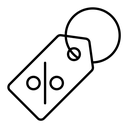 Discount tag black outline icon