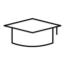 Graduation cap black outline icon