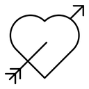 Heart with arrow black outline icon