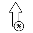 High percentage black outline icon