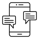 Mobile message notification black outline icon
