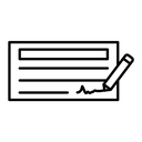 Money check black outline icon