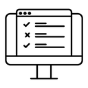 Online exam test black outline icon