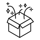 Open gift box black outline icon