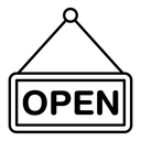 Open sign black outline icon