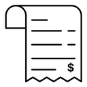 Paper check receipt black outline icon