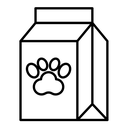 Pet food bag black outline icon