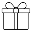 Present gift box black outline icon