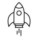 Rocket launch black outline icon