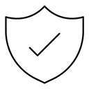 Shield check black outline icon