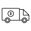 Shipping charges black outline icon