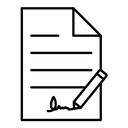 Signed document black outline icon