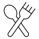 Spoon and fork black outline icon