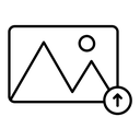 Upload photo black outline icon