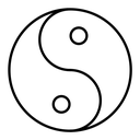 Yin yang black outline icon