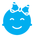 Baby girl face color filled icon
