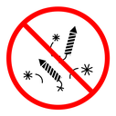 Ban on fireworks sign color filled icon