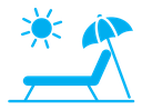 Beach chair with umbrella color filled icon