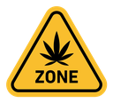 Cannabis zone traffic sign color filled icon