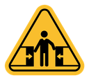 Risk of crushing warning sign color filled icon