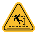 Deep water warning sign color filled icon