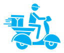Delivery man riding motorcycle color filled icon