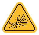 Explosive materials hazard sign color filled icon