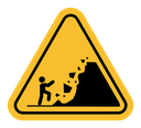 Falling rocks or debris warning road sign color filled icon
