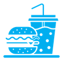 Hamburger and soft drink cup color filled icon