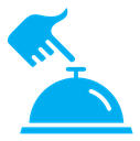Hand touching service bell color filled icon