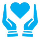Heart and hands color filled icon