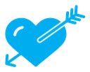 Heart with arrow color filled icon