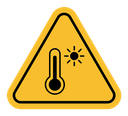 High temperature warning sign color filled icon