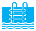 Ladder in swimming pool color filled icon