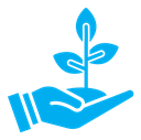 Leaf in hand color filled icon