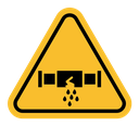 Caution safety leak of water or chemical material sign color filled icon
