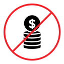 No cash sign color filled icon