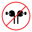 No earbuds allowed sign color filled icon