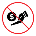 No money sign color filled icon