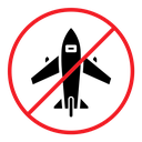 No plane sign color filled icon