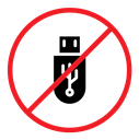 No USB flash drive sign color filled icon
