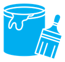 Paint bucket and paint brush color filled icon