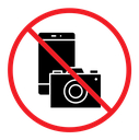 Photo and phone forbidden sign color filled icon