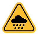 Rain warning sign color filled icon
