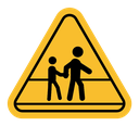 School crossing sign color filled icon